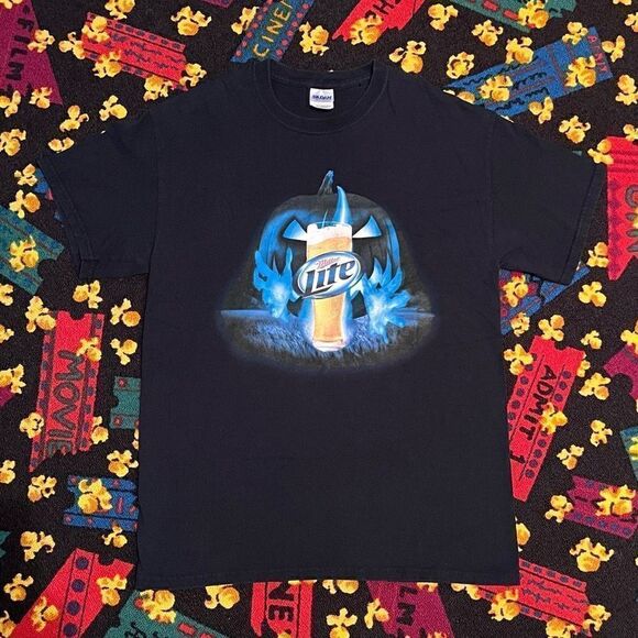 VTG Miller Lite Halloween Edition Double Sided Graphic Tee Shirt / Size M - Picture 1 of 5
